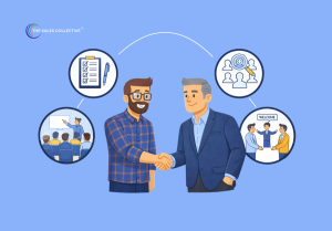 A sales trainer and sales leader agree on a sales training program